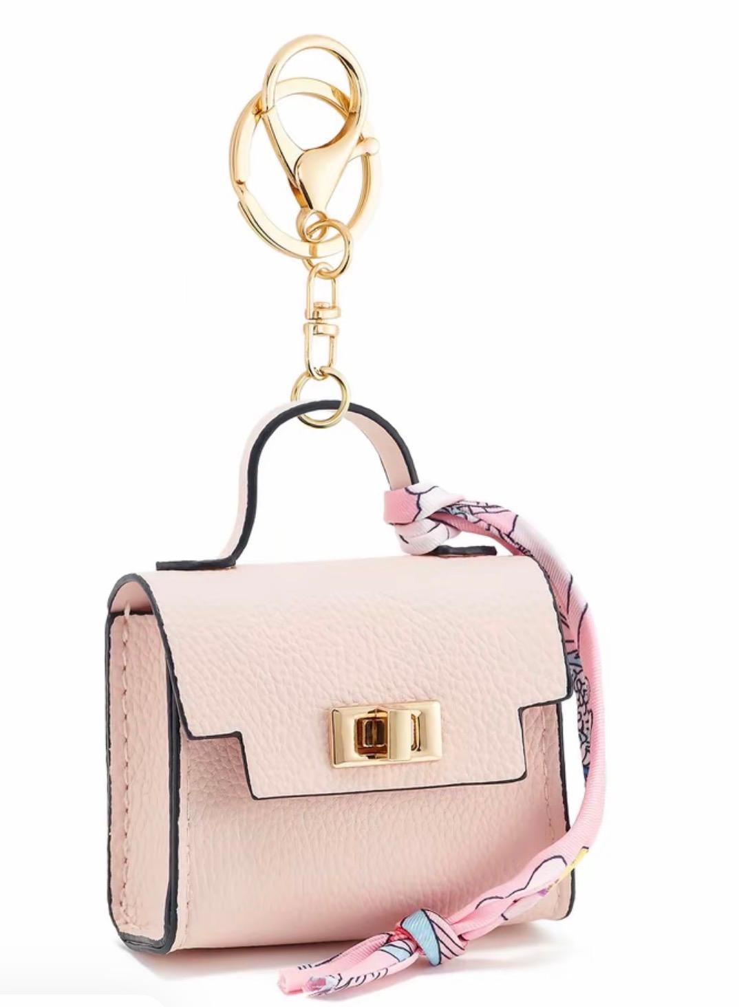 Light pink mini square purse charm keychain