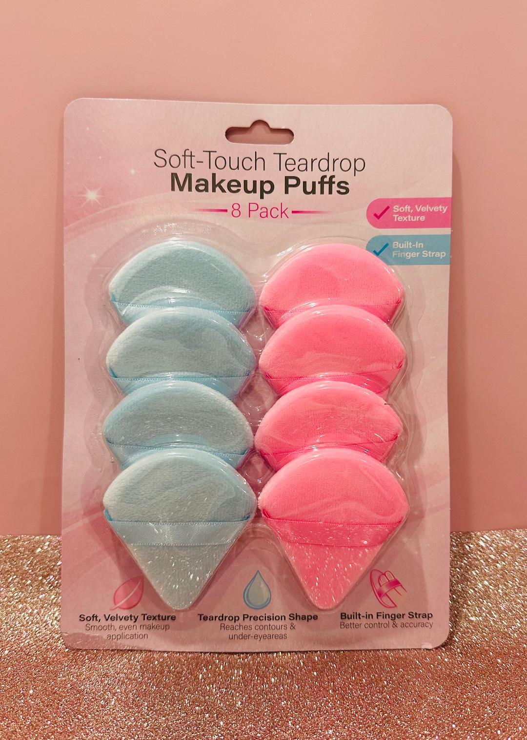 Soft-touch teardrop makeup puffs