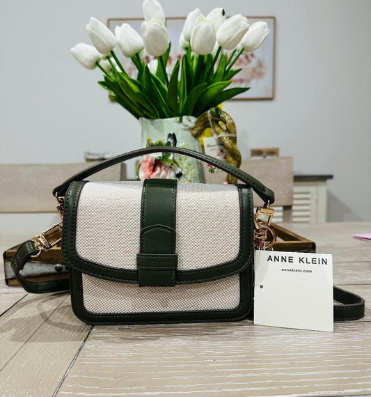 Anne Klein Tan and Green crossbody/handbag