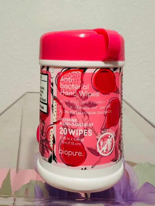 Biopure mini anti-bacterial hand wipes / Dragon Fruit