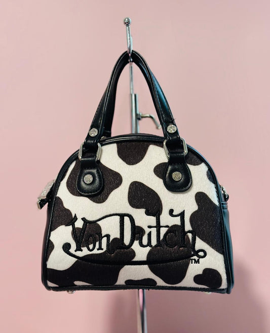 Von Dutch Black and white Cow print Mini crossbody/ handbag