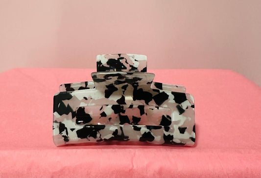 Black and White small claw clip with design