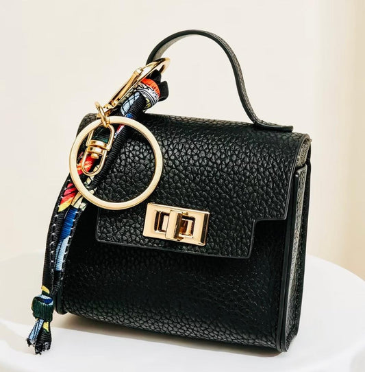 Black Mini square purse charm keychain