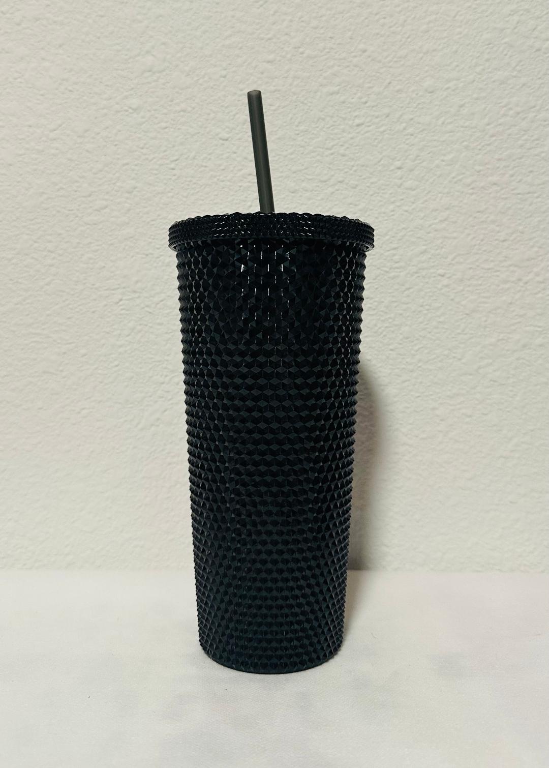 21oz Black tumbler with straw