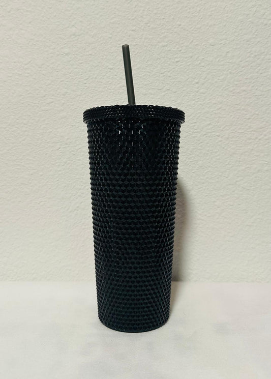 21oz Black tumbler with straw