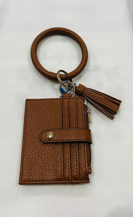 Brown wristlet wallet
