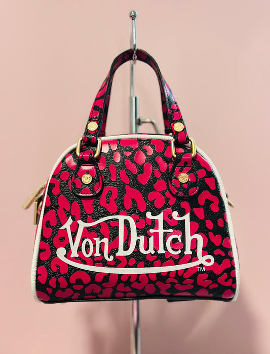 Von Dutch Cheetah Dark pink and black mini Crossbody/Handbag