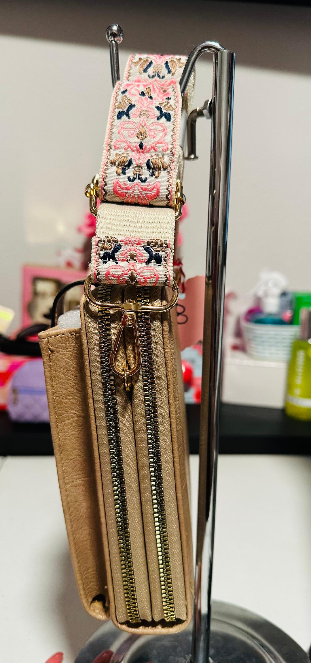 DS Tan Crossbody with design strap