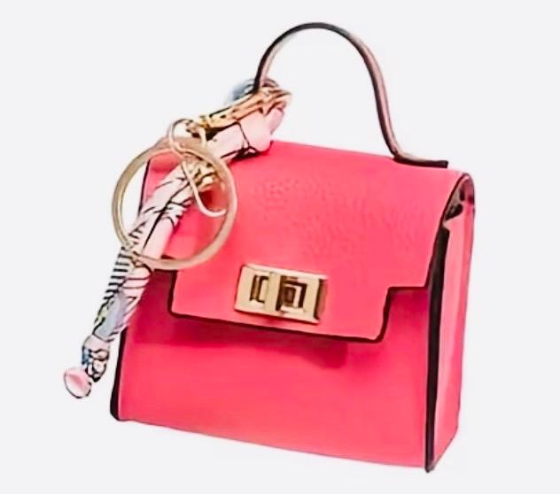Dark pink mini purse charm keychain