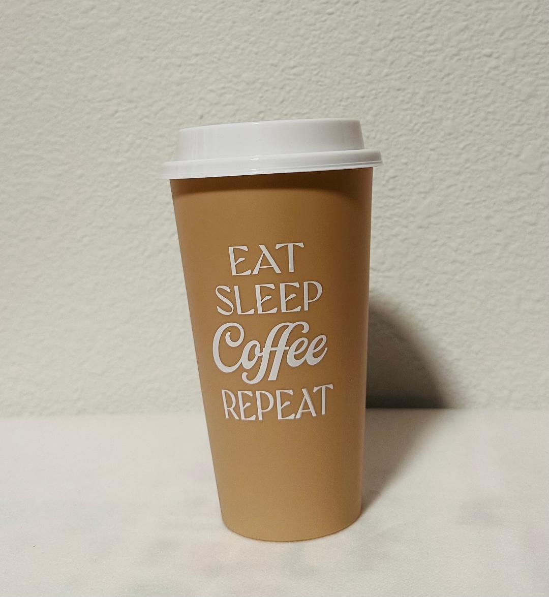 Eat sleep coffee repeat Coffee cup (beige)