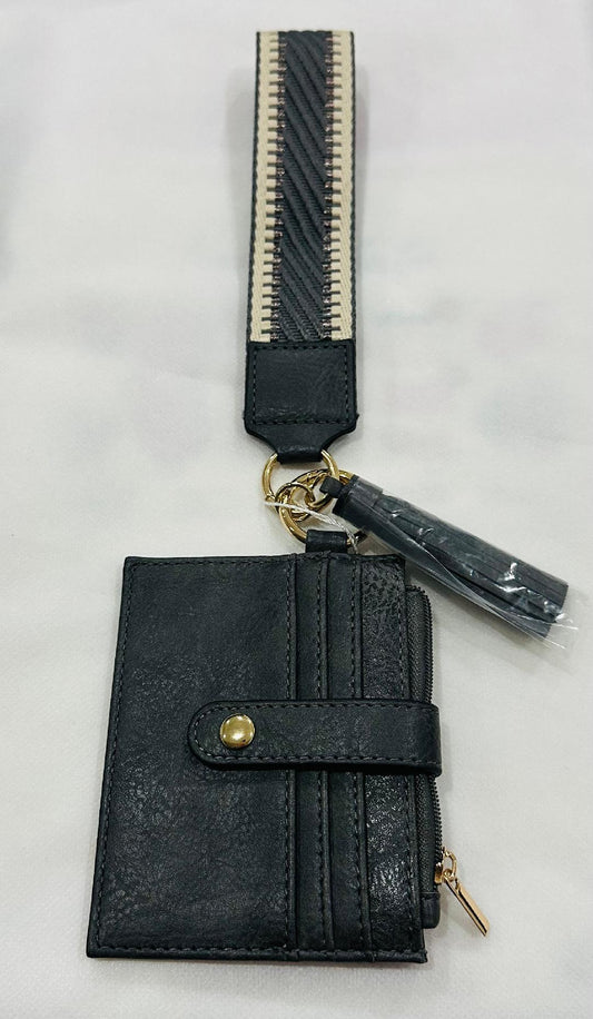 Gray Wristlet wallet with design