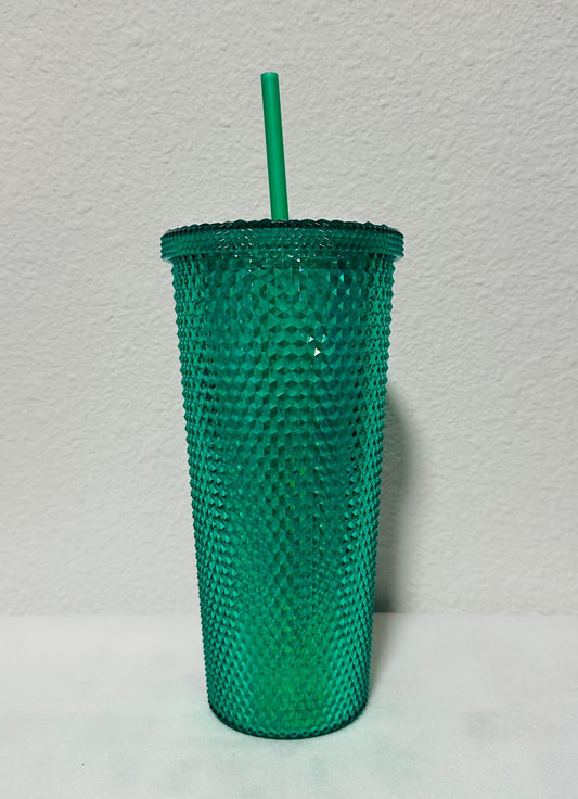 21oz green tumbler with straw
