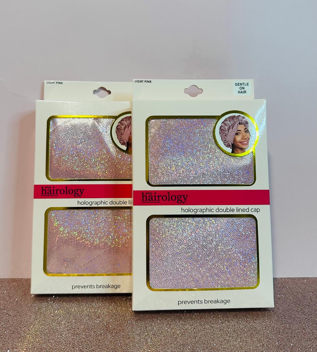 Holographic double lined hair cap by Hairology (light pink)