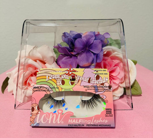 Ioni Halfling Wispy crisscross butterfly lashes.