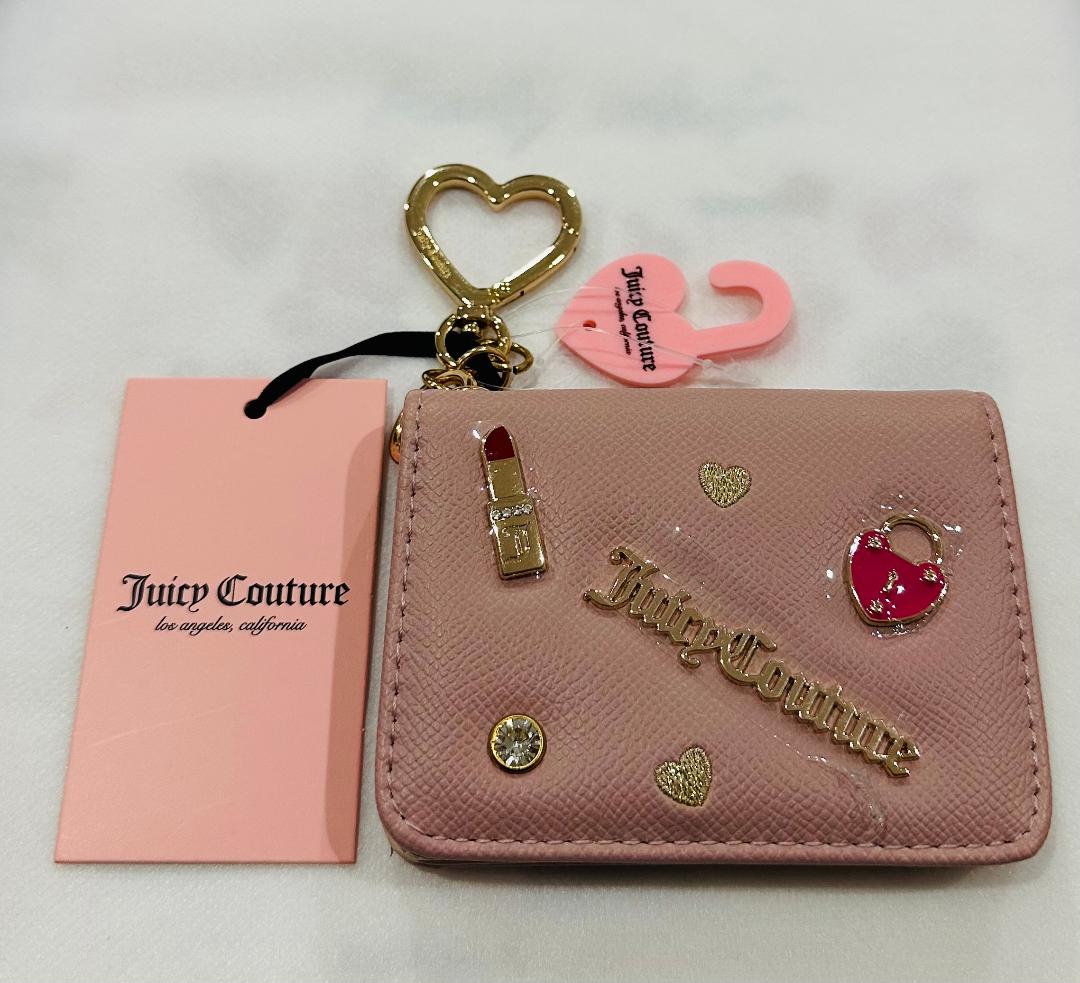 Juicy Couture pink card holder wristlet wallet with charms