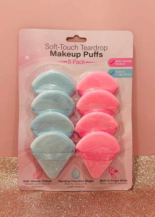 Soft-touch teardrop makeup puffs