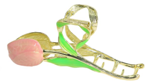 Metal Large pink Tulip hair clip