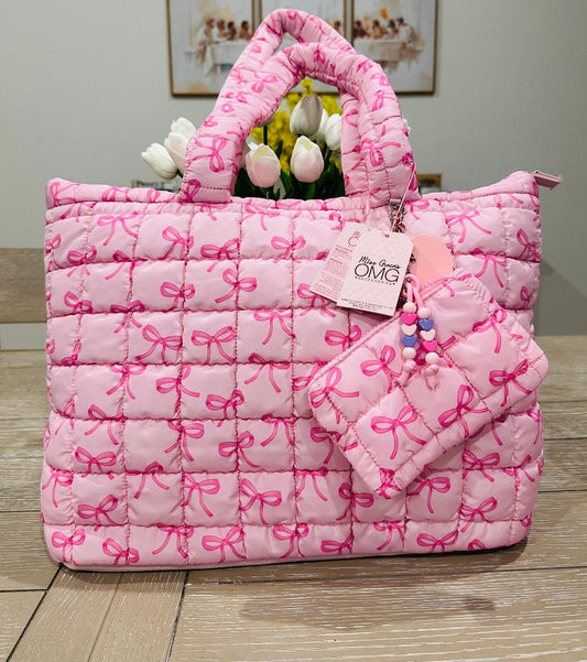 OMG pink Tote Bag with coin purse