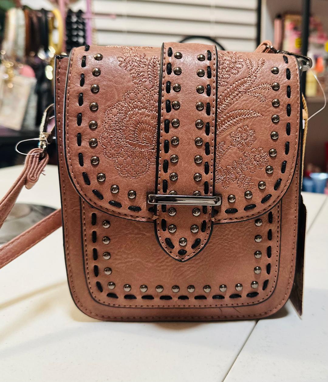 Sam & Hadley brown studded crossbody purse