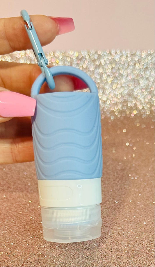 Silicone small Container with purse/bag clip (Blue)