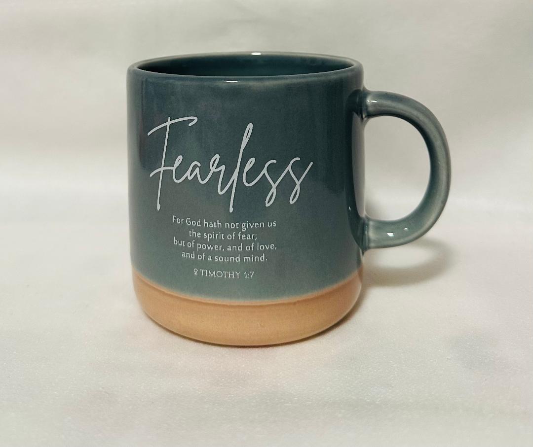 Inspirational Mug with scripture (lite grey) FEARLESS