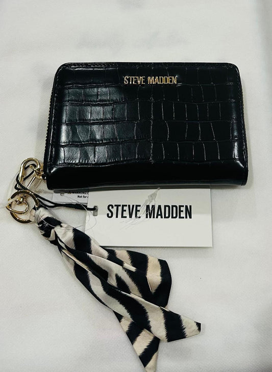 Steve Madden black wallet with scarf charm